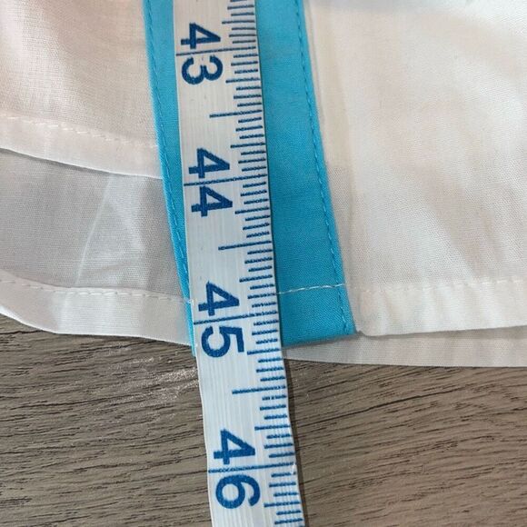 ADDISON BAY ISLE DRESS 100% Poplin Cotton White Blue Pipping Drop Waist Midi Sma - Picture 11 of 11